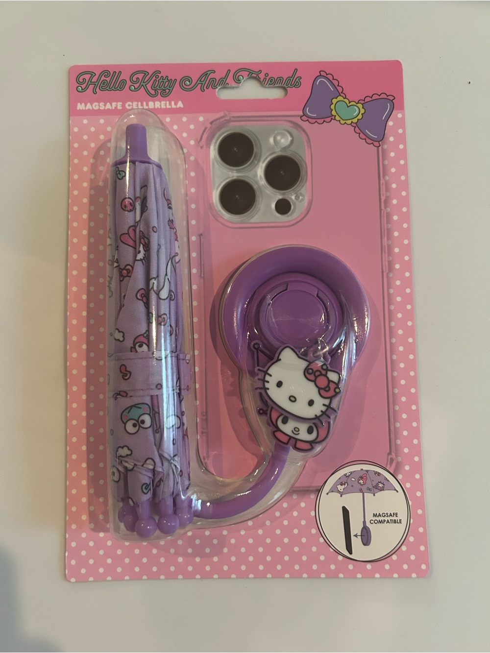 Hello Kitty and Friends MagSafe Cellbrella Phone Umbrella Purple Sanrio